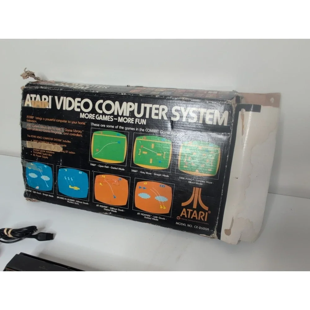 Vtg Atari Video Computer System CX-2600A w/ Box Paddles Joystick 1980 For Parts